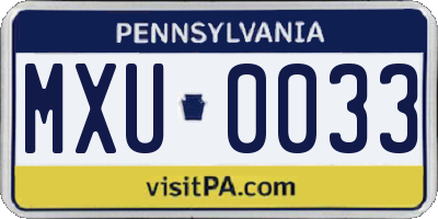 PA license plate MXU0033