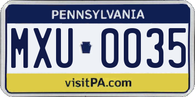 PA license plate MXU0035