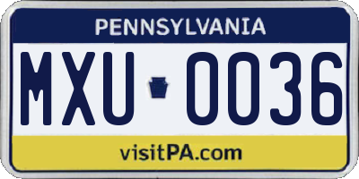 PA license plate MXU0036