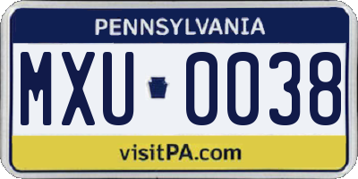 PA license plate MXU0038