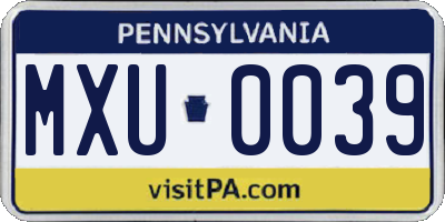 PA license plate MXU0039