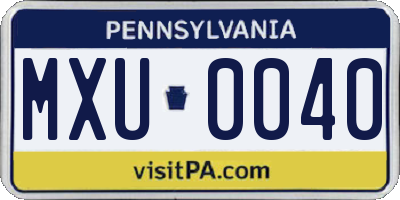 PA license plate MXU0040
