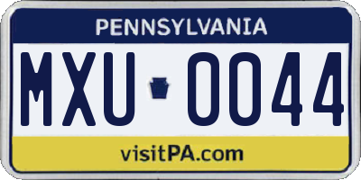 PA license plate MXU0044