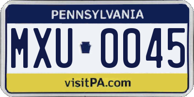 PA license plate MXU0045