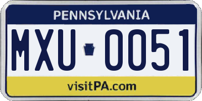 PA license plate MXU0051