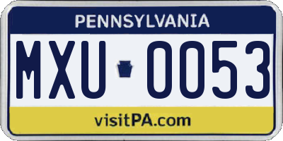 PA license plate MXU0053