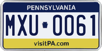 PA license plate MXU0061