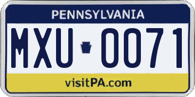 PA license plate MXU0071