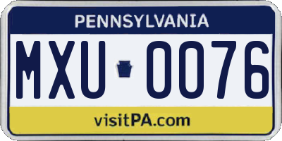 PA license plate MXU0076