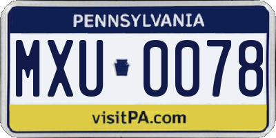 PA license plate MXU0078