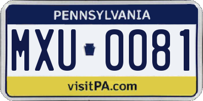 PA license plate MXU0081
