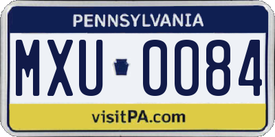 PA license plate MXU0084