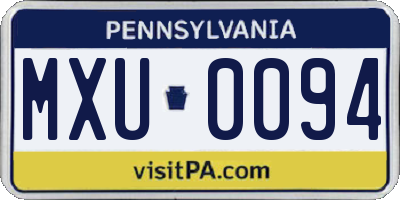 PA license plate MXU0094
