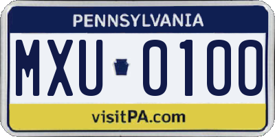 PA license plate MXU0100
