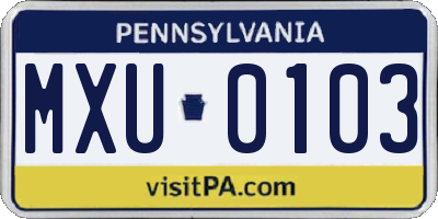 PA license plate MXU0103