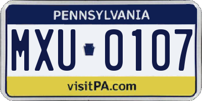 PA license plate MXU0107