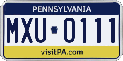 PA license plate MXU0111