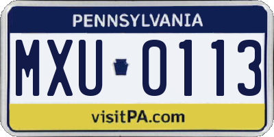 PA license plate MXU0113