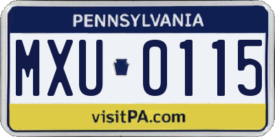 PA license plate MXU0115