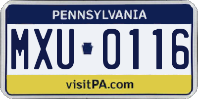 PA license plate MXU0116