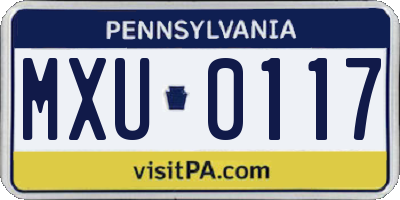 PA license plate MXU0117