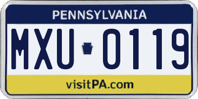 PA license plate MXU0119