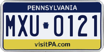 PA license plate MXU0121