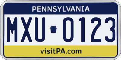 PA license plate MXU0123