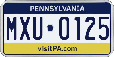 PA license plate MXU0125