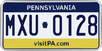 PA license plate MXU0128