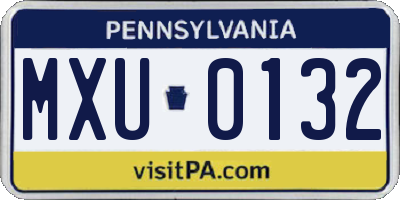 PA license plate MXU0132