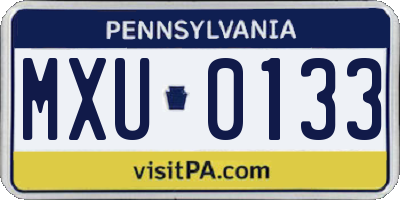 PA license plate MXU0133