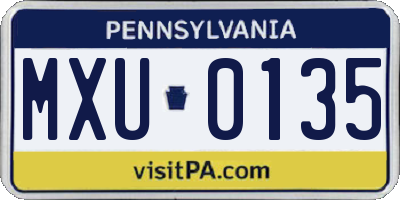 PA license plate MXU0135