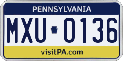 PA license plate MXU0136