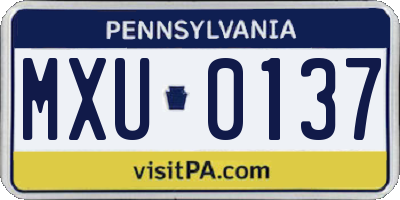PA license plate MXU0137