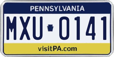 PA license plate MXU0141
