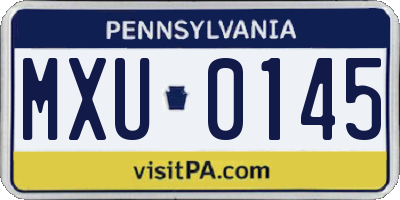 PA license plate MXU0145