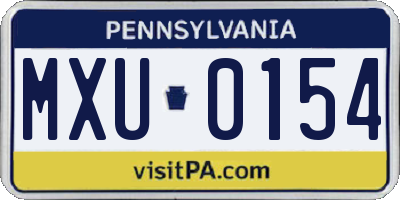 PA license plate MXU0154