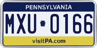 PA license plate MXU0166