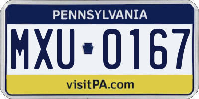 PA license plate MXU0167