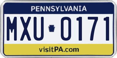 PA license plate MXU0171