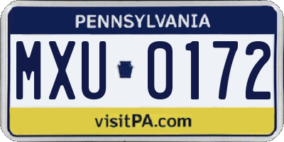 PA license plate MXU0172