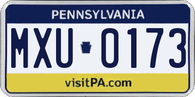 PA license plate MXU0173