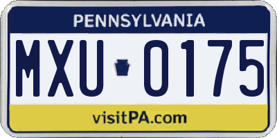 PA license plate MXU0175