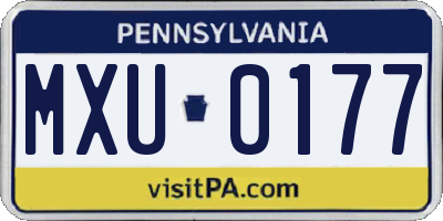 PA license plate MXU0177
