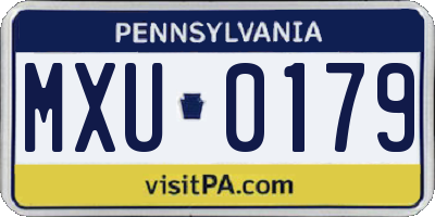 PA license plate MXU0179