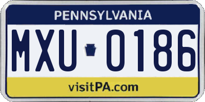 PA license plate MXU0186