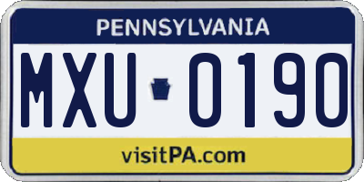 PA license plate MXU0190