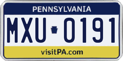 PA license plate MXU0191