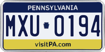 PA license plate MXU0194